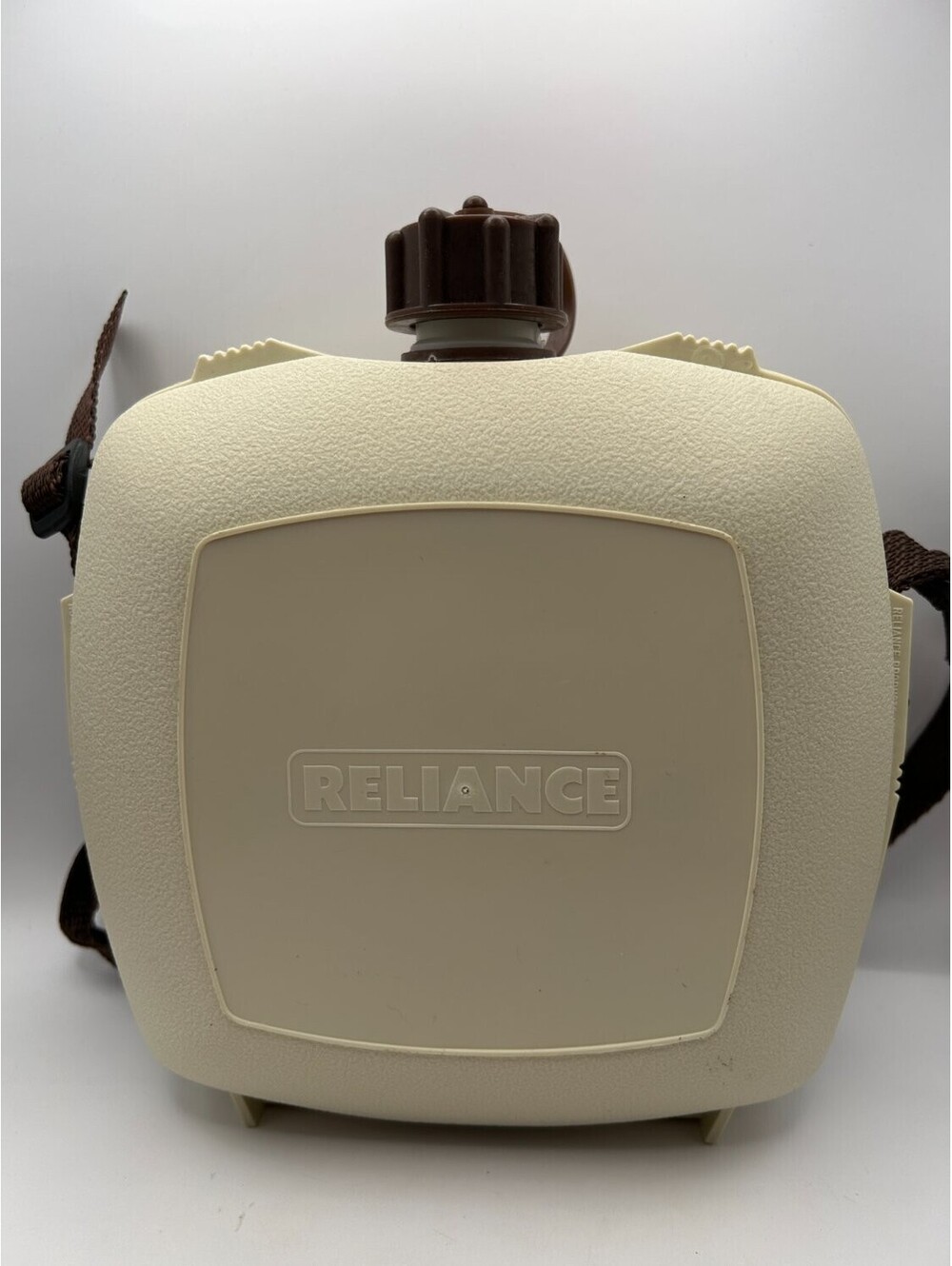 Vintage Reliance Canteen Water Bottle with Shoulder Strap Beige Brown